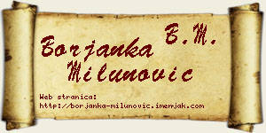 Borjanka Milunović vizit kartica